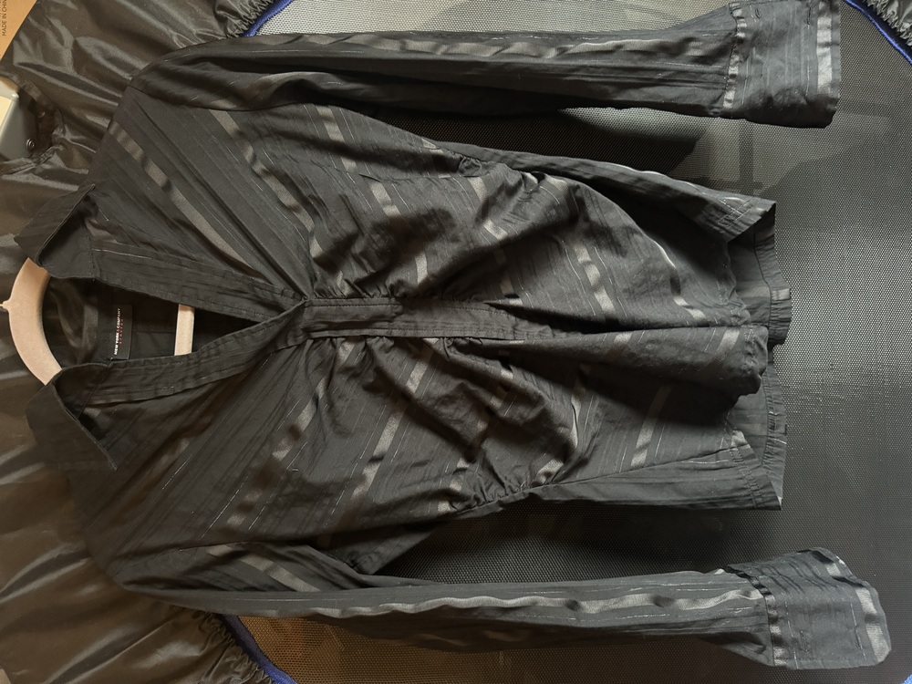Black collared dress shirt, New York and Company size 6 with side half zipper